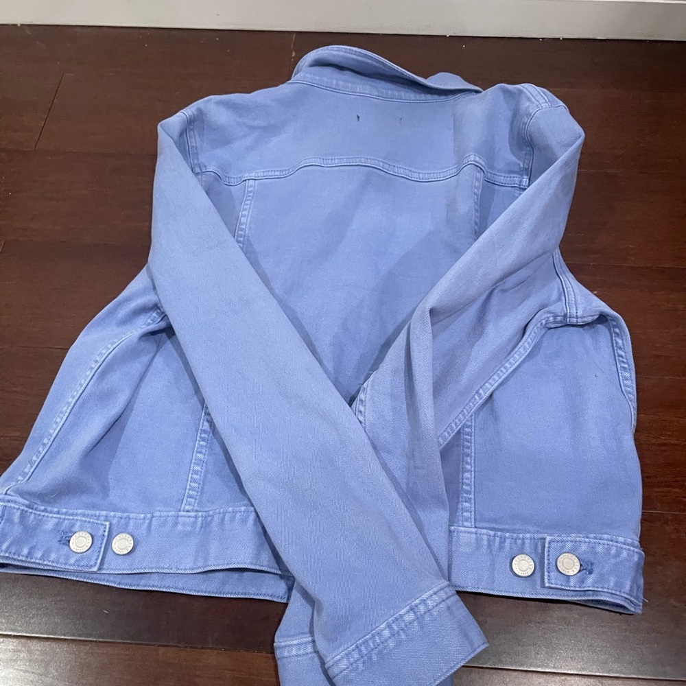 guc j crew factory Women's light Blue periwinkle jean Denim Jacket large - Picture 8 of 8